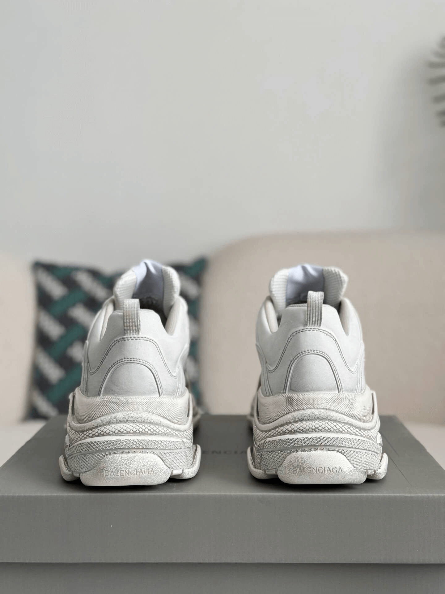 Balenciaga Triple S Sneaker – Triple White Leather & Mesh CUSTOM