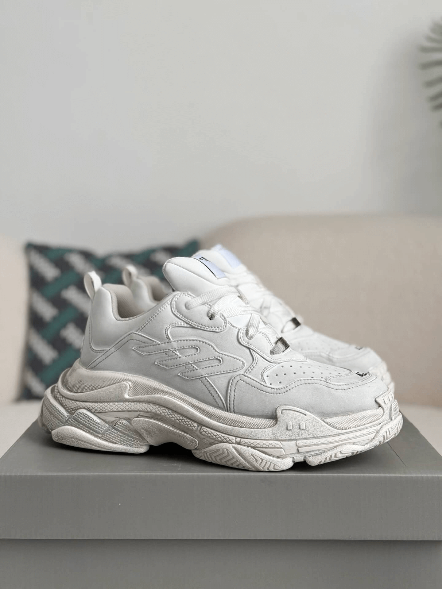 Balenciaga Triple S Sneaker – Triple White Leather & Mesh CUSTOM