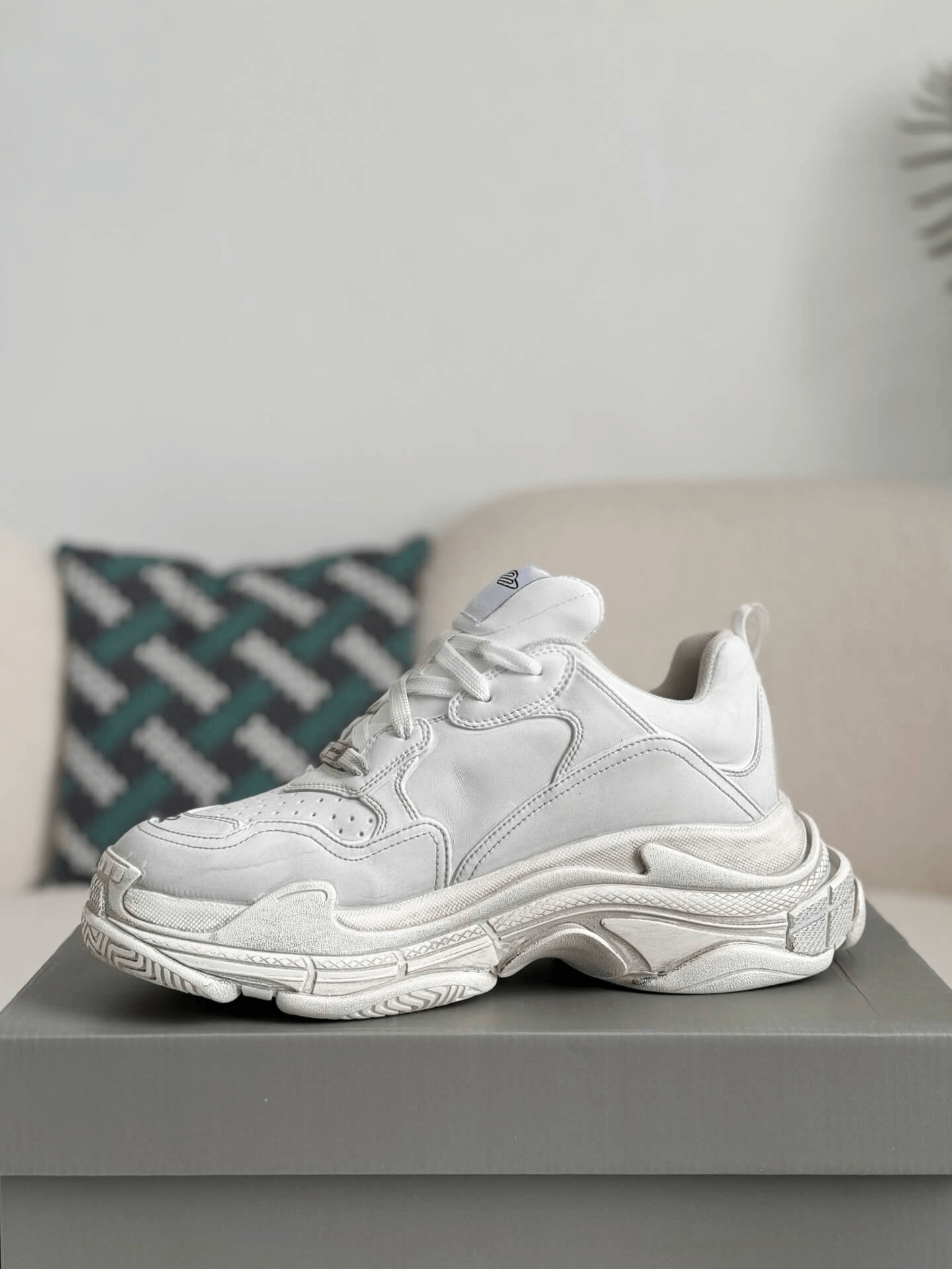 Balenciaga Triple S Sneaker – Triple White Leather & Mesh CUSTOM