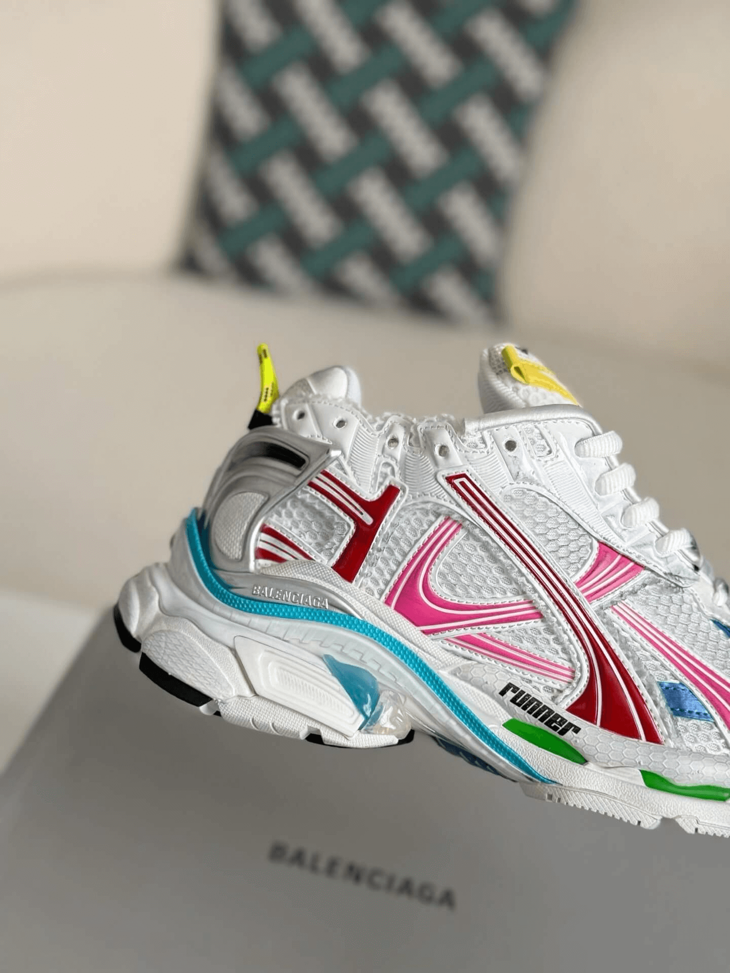 Balenciaga Runner Sneaker – Multi-Color White, Pink & Blue CUSTOM