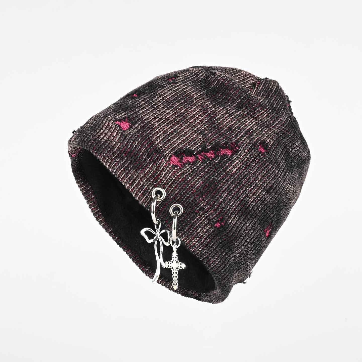 Retro Wasteland Style Distressed Knit | Hanging Charm Beanie
