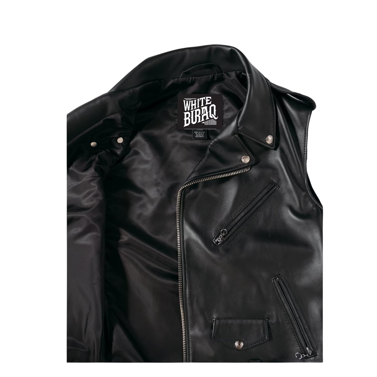 Men's Black Leather Biker Vest