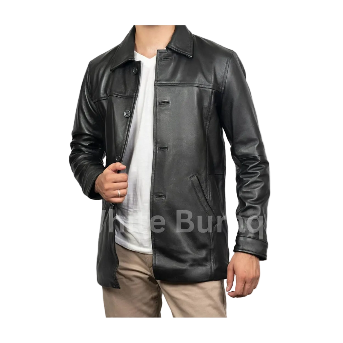 Men's Lambskin Leather Car Coat