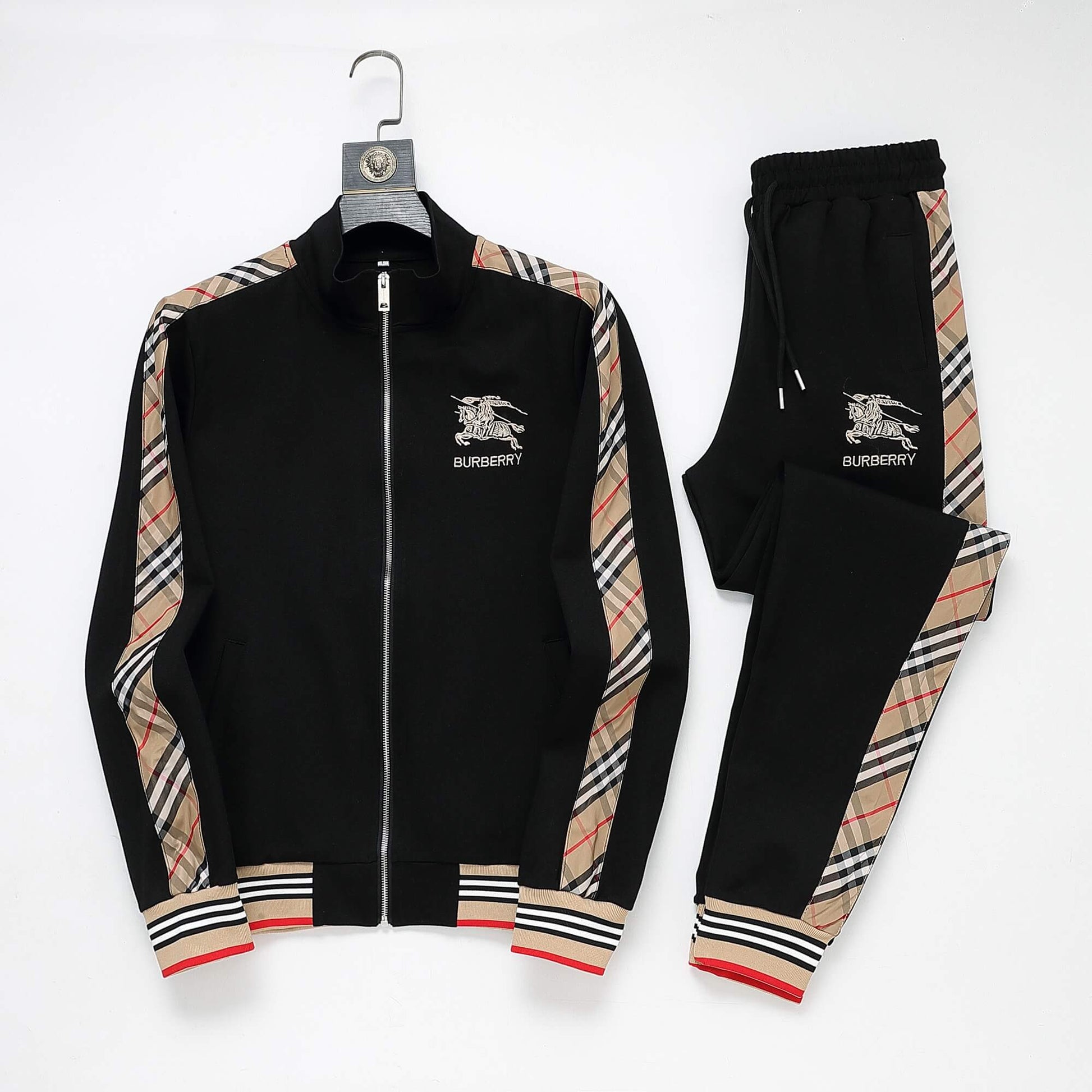 Burberry Vintage Check Tape EKD Technical Tracksuit Black CUSTOM