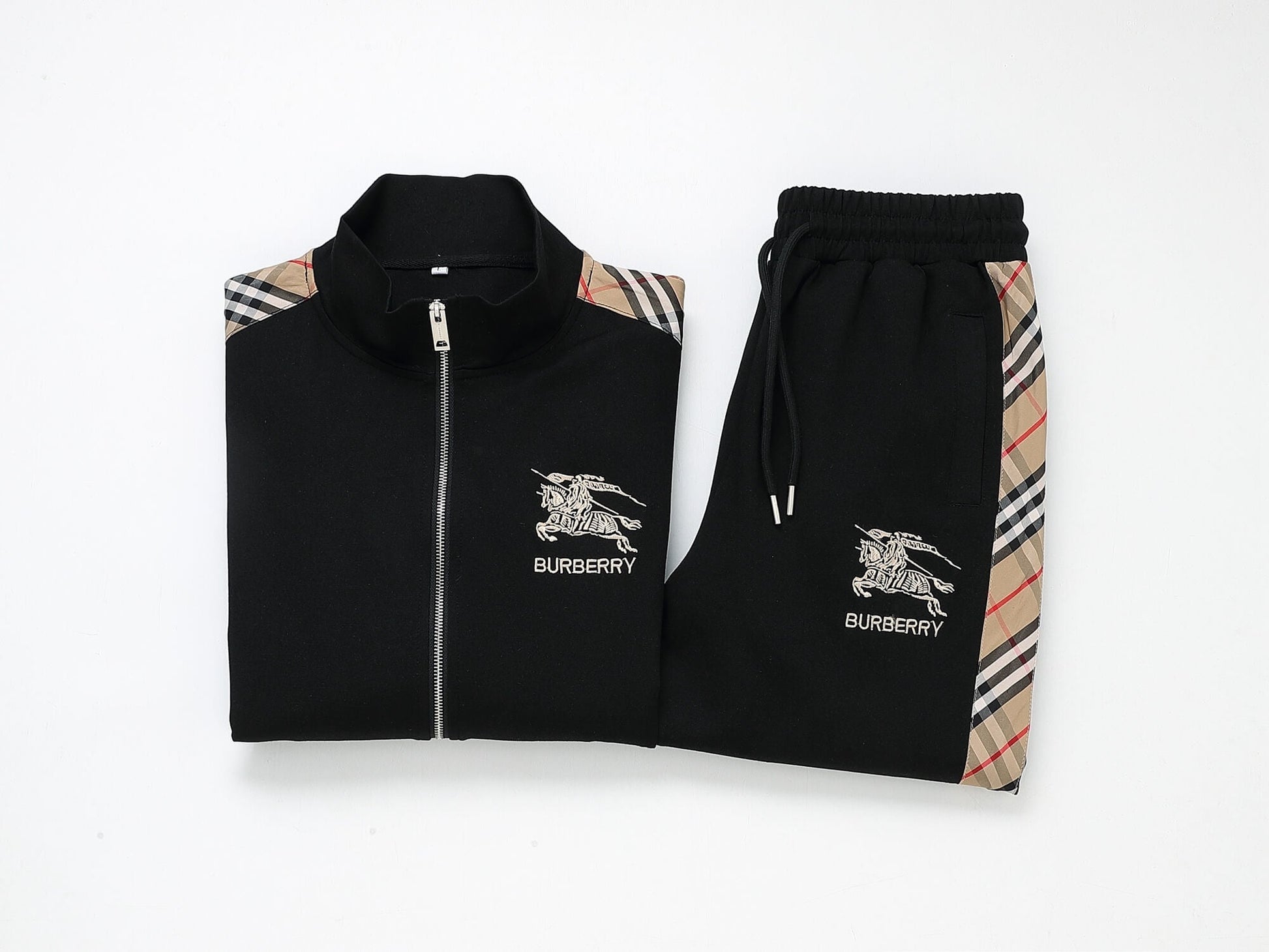 Burberry Vintage Check Tape EKD Technical Tracksuit Black CUSTOM