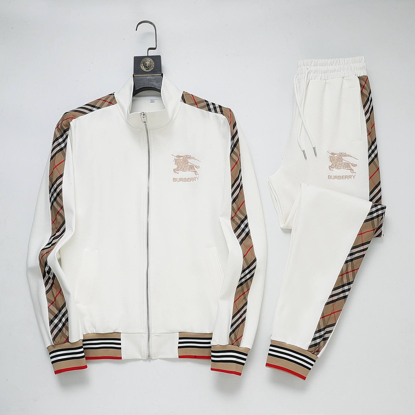 Burberry Vintage Check Tape EKD Technical Tracksuit White CUSTOM