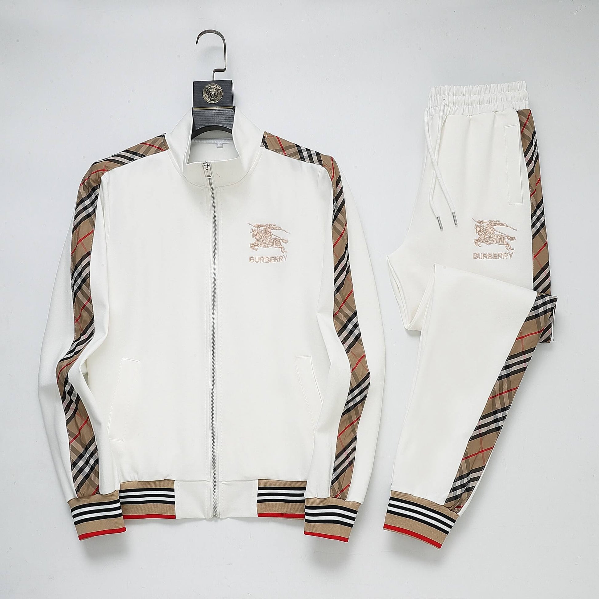 Burberry Vintage Check Tape EKD Technical Tracksuit White CUSTOM