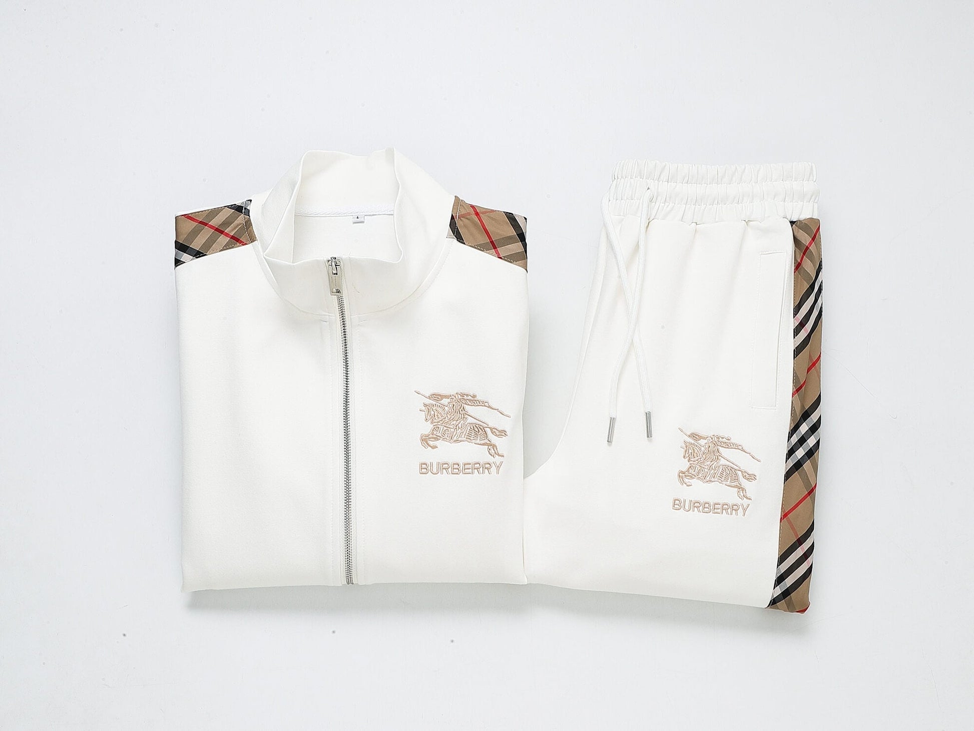 Burberry Vintage Check Tape EKD Technical Tracksuit White CUSTOM