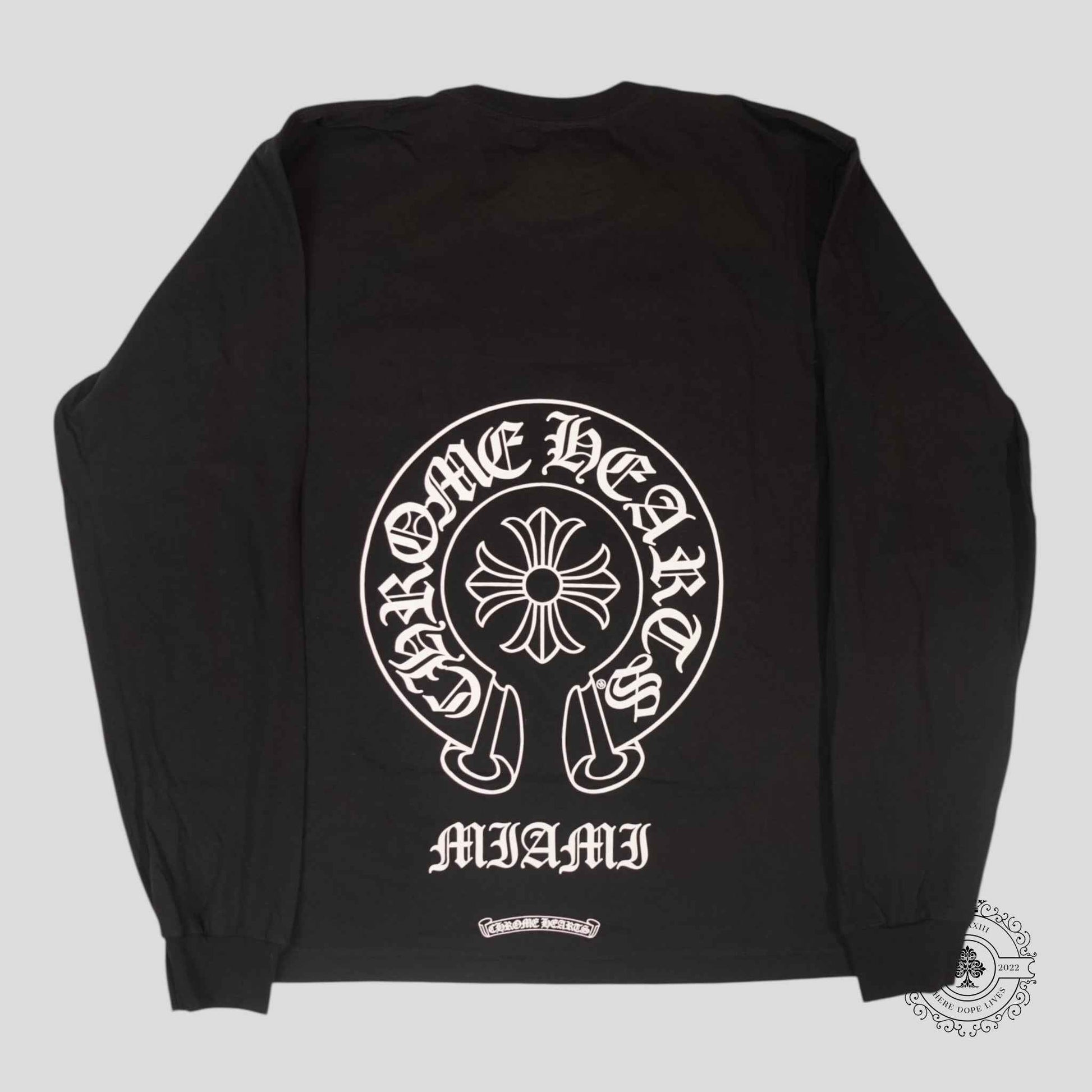 Chrome Hearts Miami Exclusive Horseshoe Logo Long Sleeve in Black