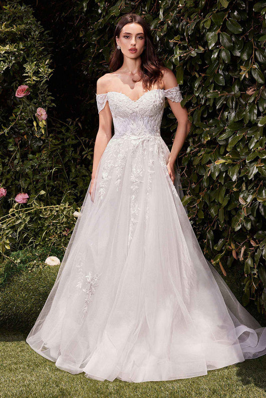 Ladivine C159W Off The Shoulder A-Line Lace & Tulle Wedding Dress