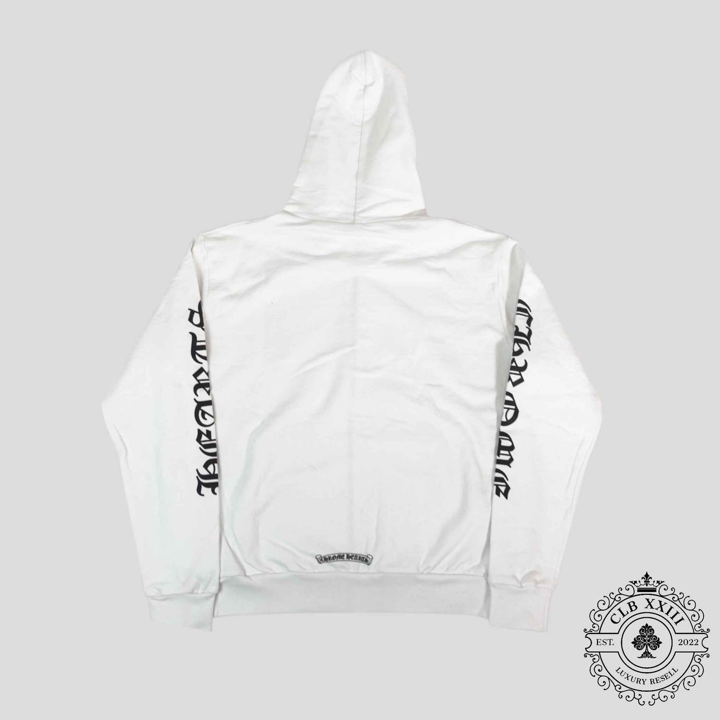 Chrome Hearts Vertical Logo Zip Up Hoodie in White