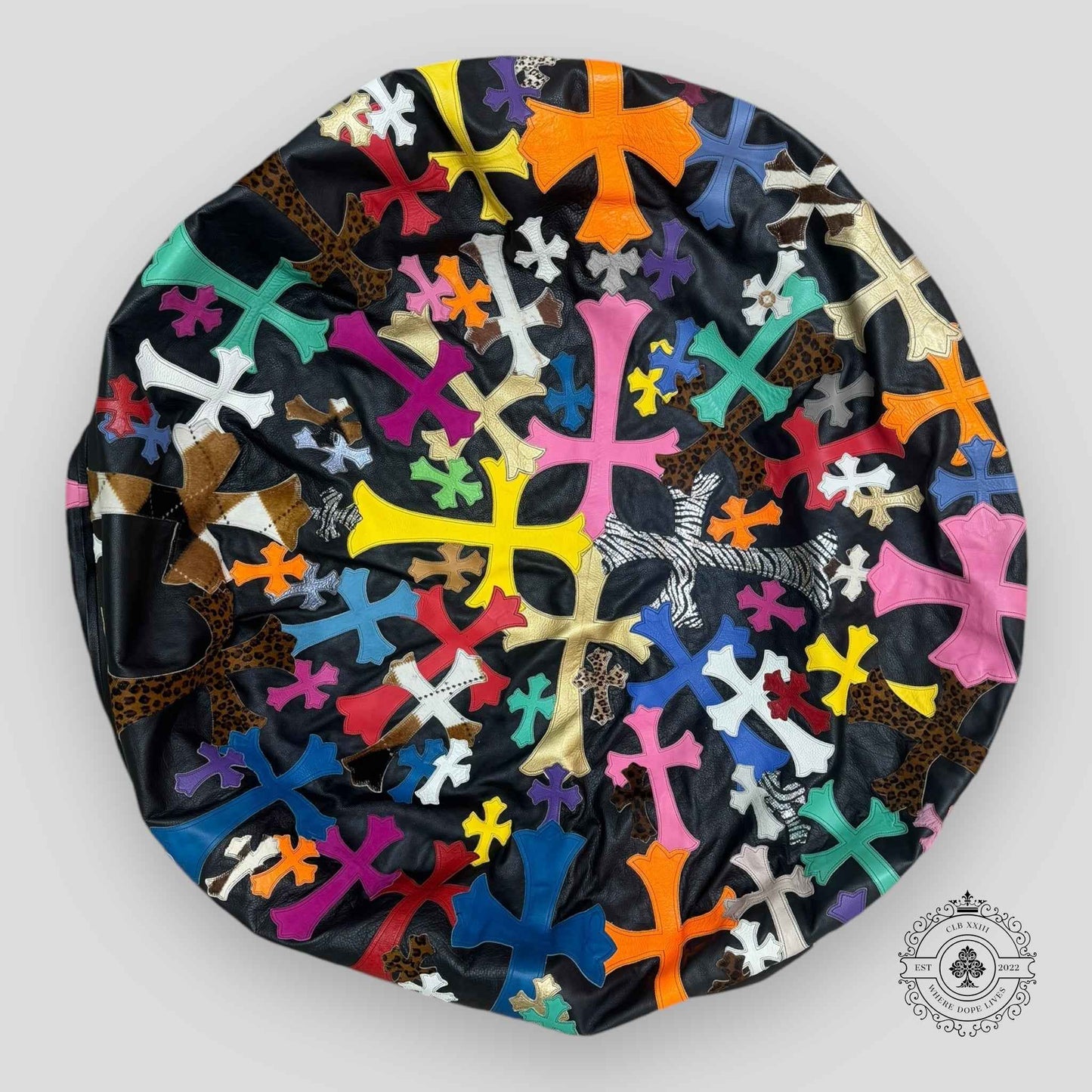 Chrome Hearts Multicolor Leather Cross Bean Bag Chair