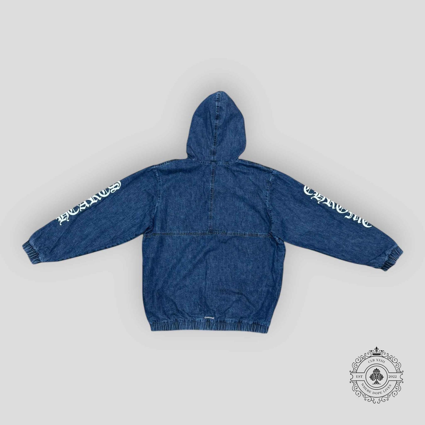 Chrome Hearts Denim Triple Cross Quarter Zip Hoodie