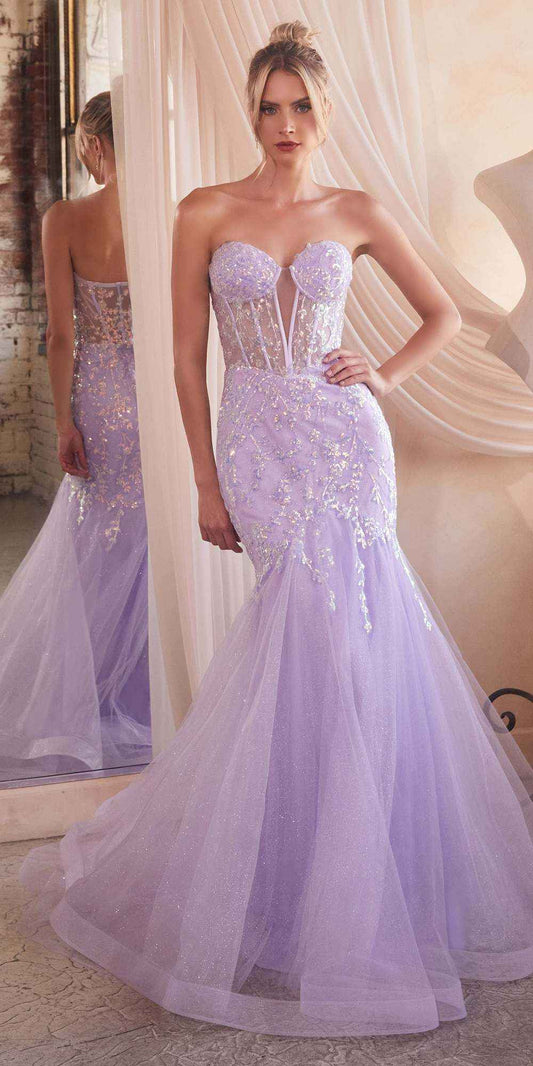 Ladivine CB139 Long Strapless Fitted Embellished Mermaid Gown