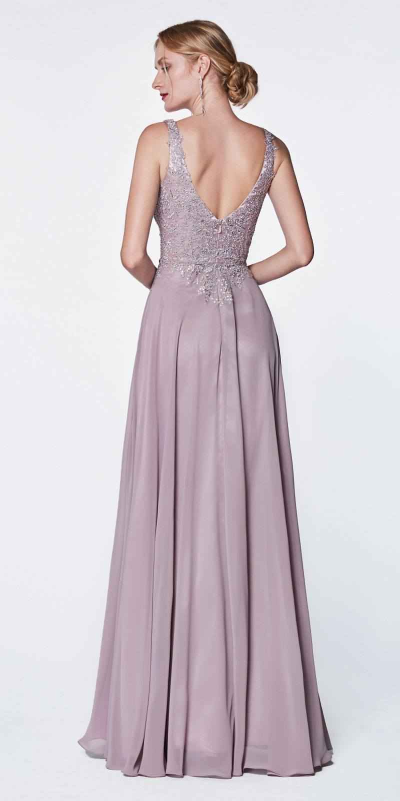 CLEARANCE - Cinderella Divine CD0133 Floor Length A-Line Chiffon Gown (Size M)