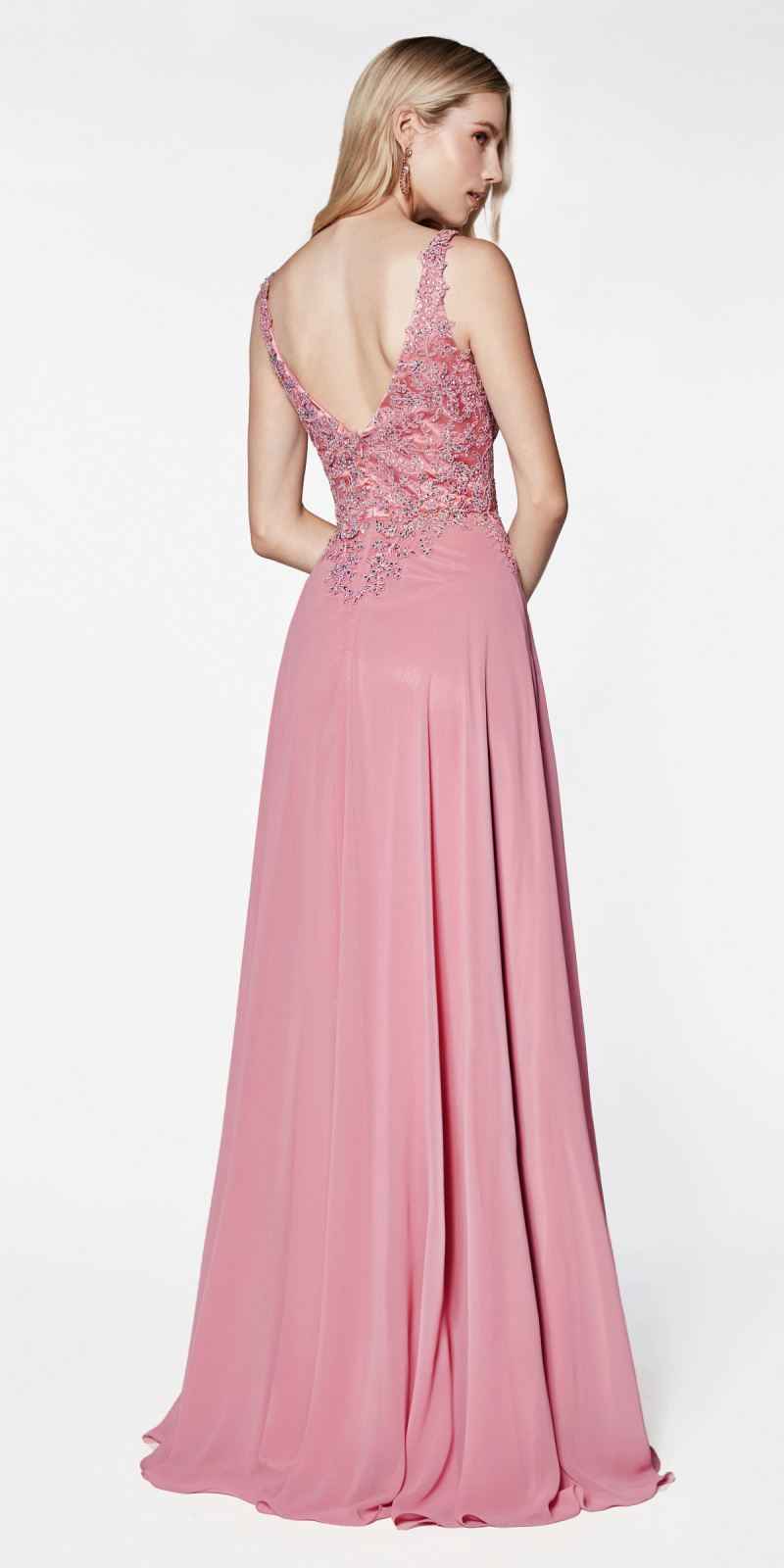 CLEARANCE - Cinderella Divine CD0133 Floor Length A-Line Chiffon Gown (Size M)