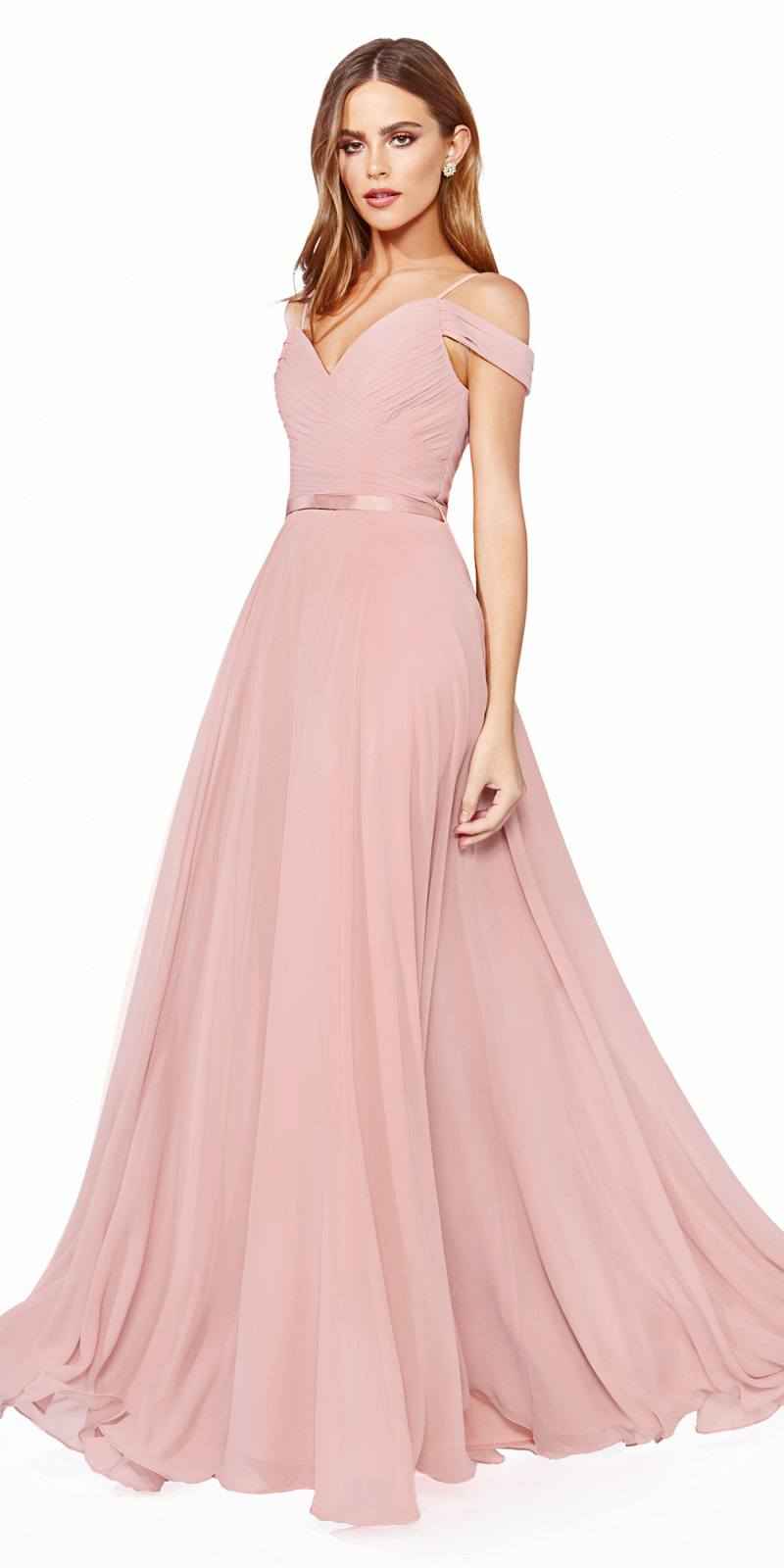 Cinderella Divine CD0156 Long Off The Shoulder Chiffon Gown Corset Back
