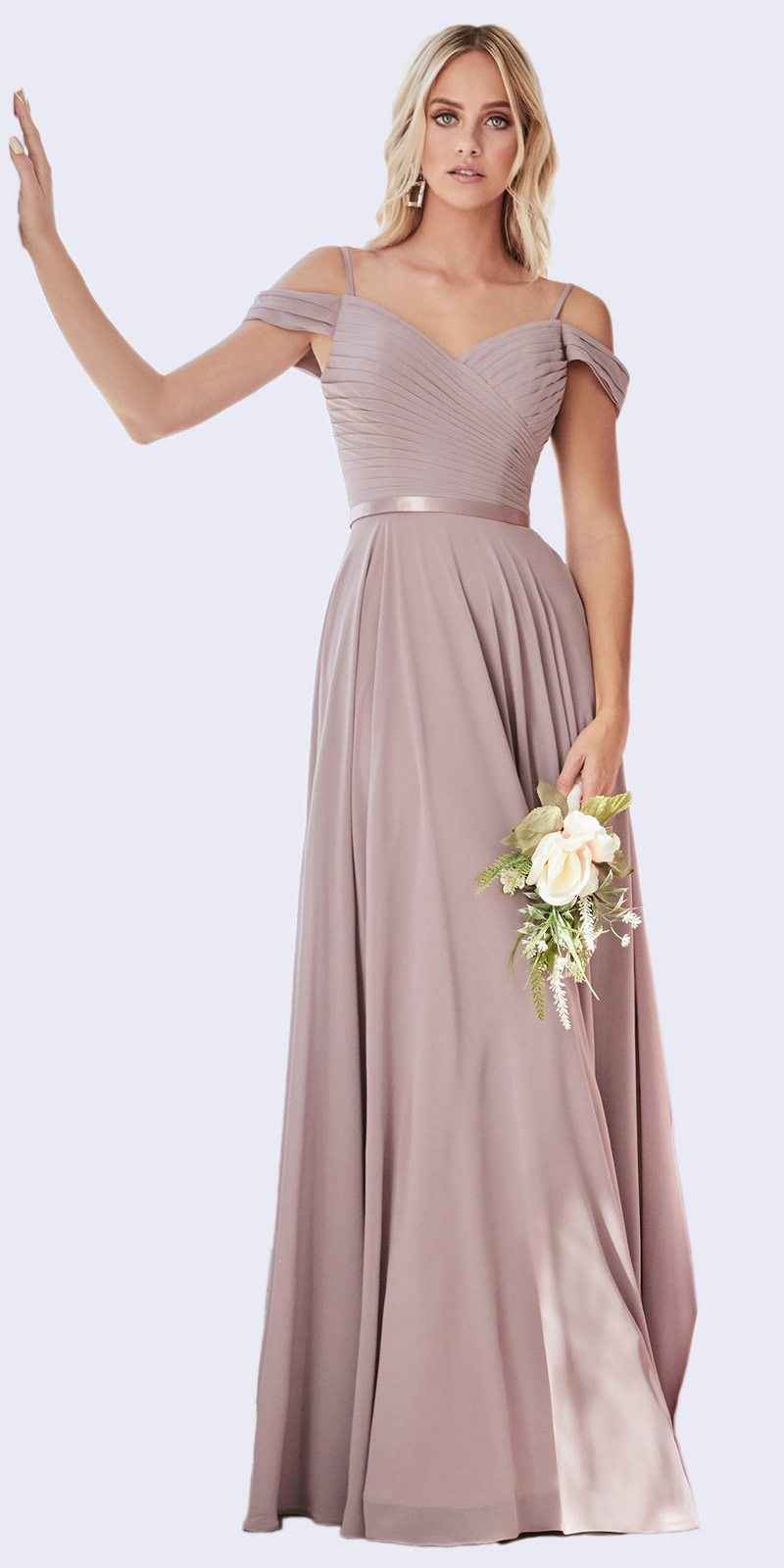 Cinderella Divine CD0156 Long Off The Shoulder Chiffon Gown Corset Back