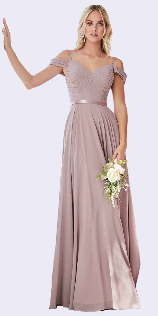Cinderella Divine CD0156 Long Off The Shoulder Chiffon Gown Corset Back