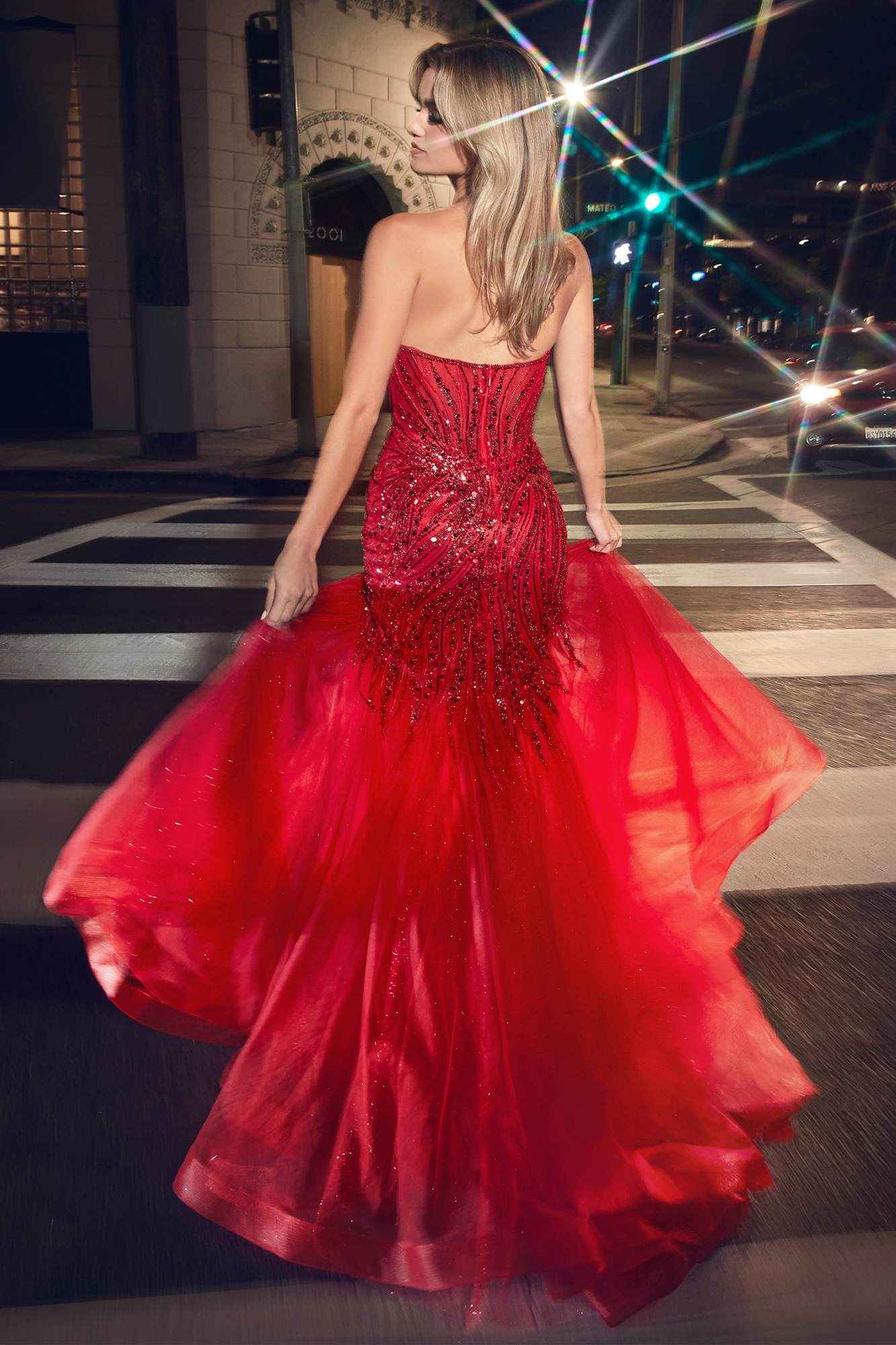 Cinderella Divine CD0214 Strapless Pointed Cup Beaded Mermaid Dress