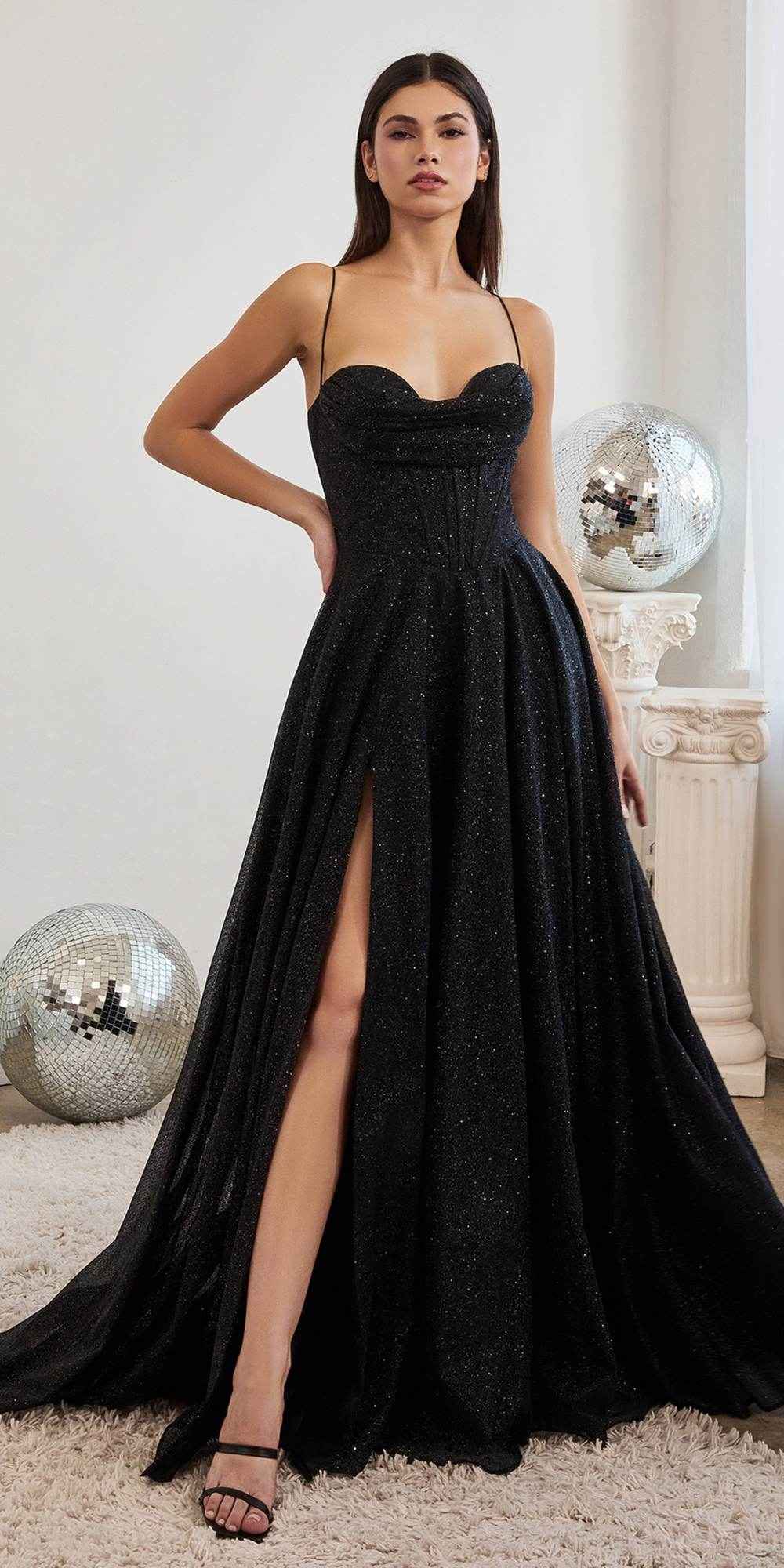 Ladivine CD252 Floor Length Lace Up Glitter A-Line Ball Gown