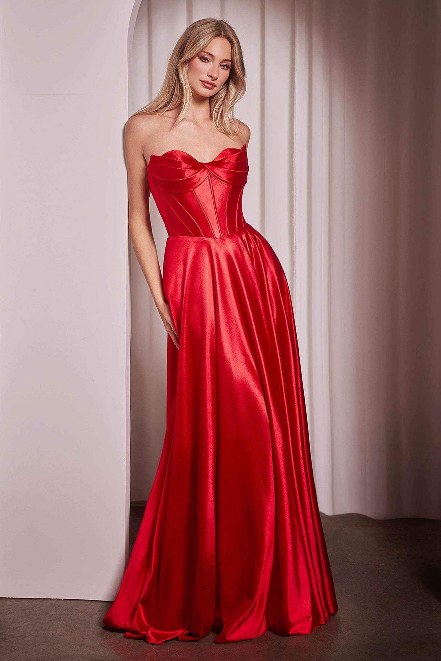 Ladivine CD378 Dress Strapless Satin A-Line Gown