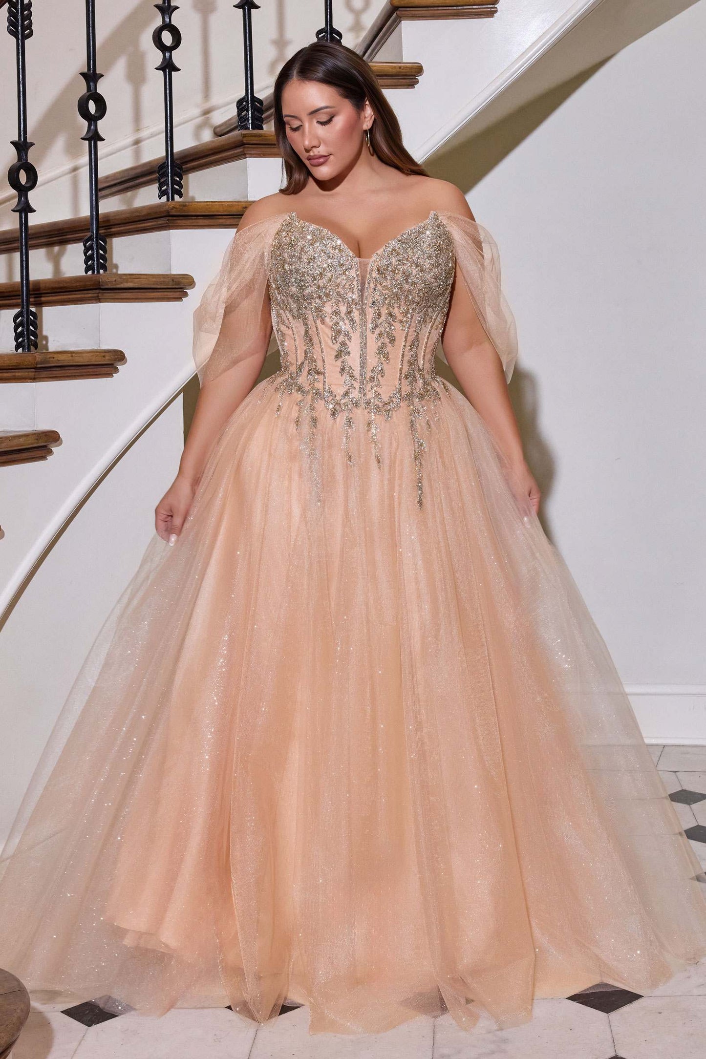 Ladivine CD721C Strapless A-Line Sweetheart Corset Bodice Plus Size Dress