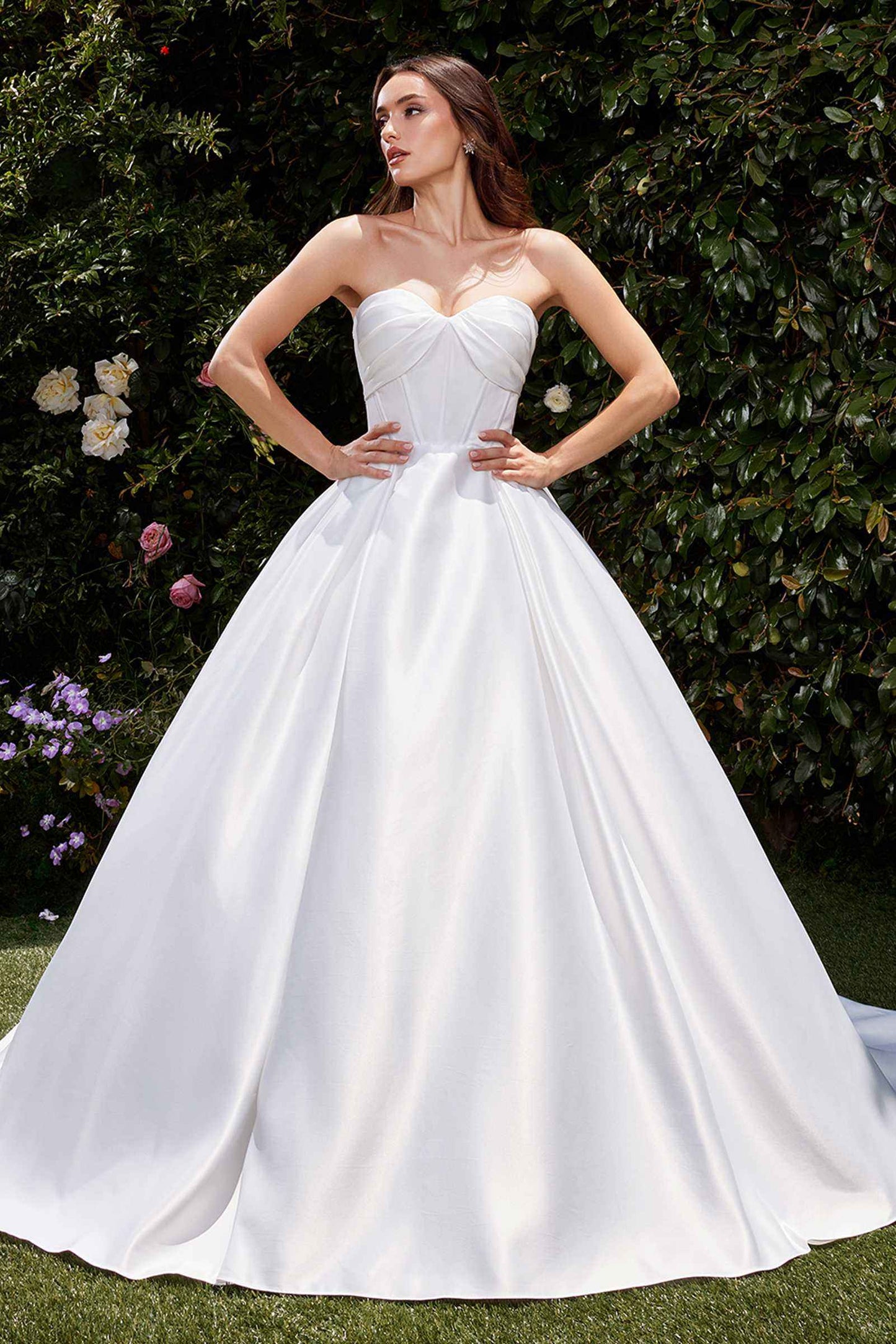 Ladivine CDS512W Dress Strapless Satin Bridal A-Line Ball Gown