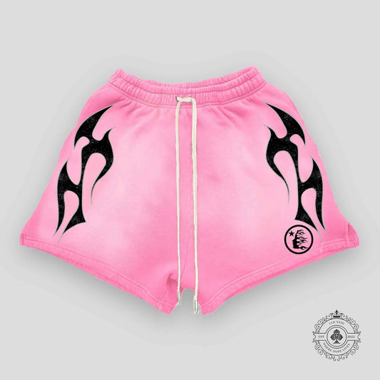 Hellstar Flame Shorts in Pink