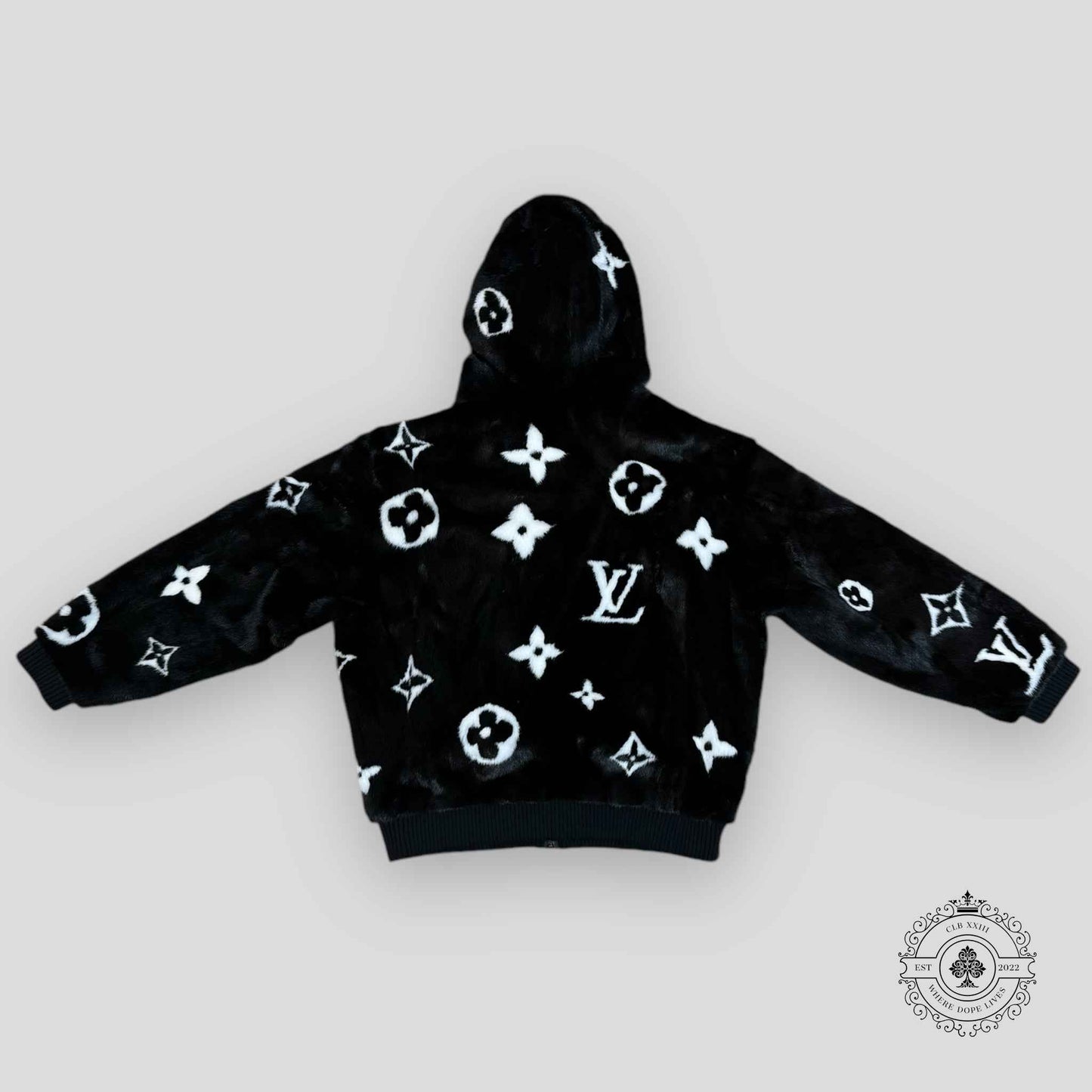 Louis Vuitton Monogram Mink Fur Zipped Jacket
