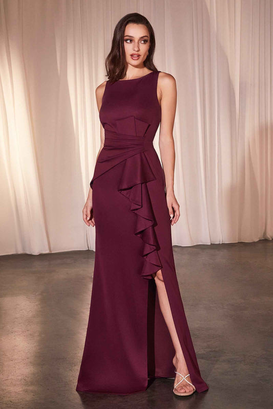 Ladivine CH377 Long Fitted Neoprene Dress