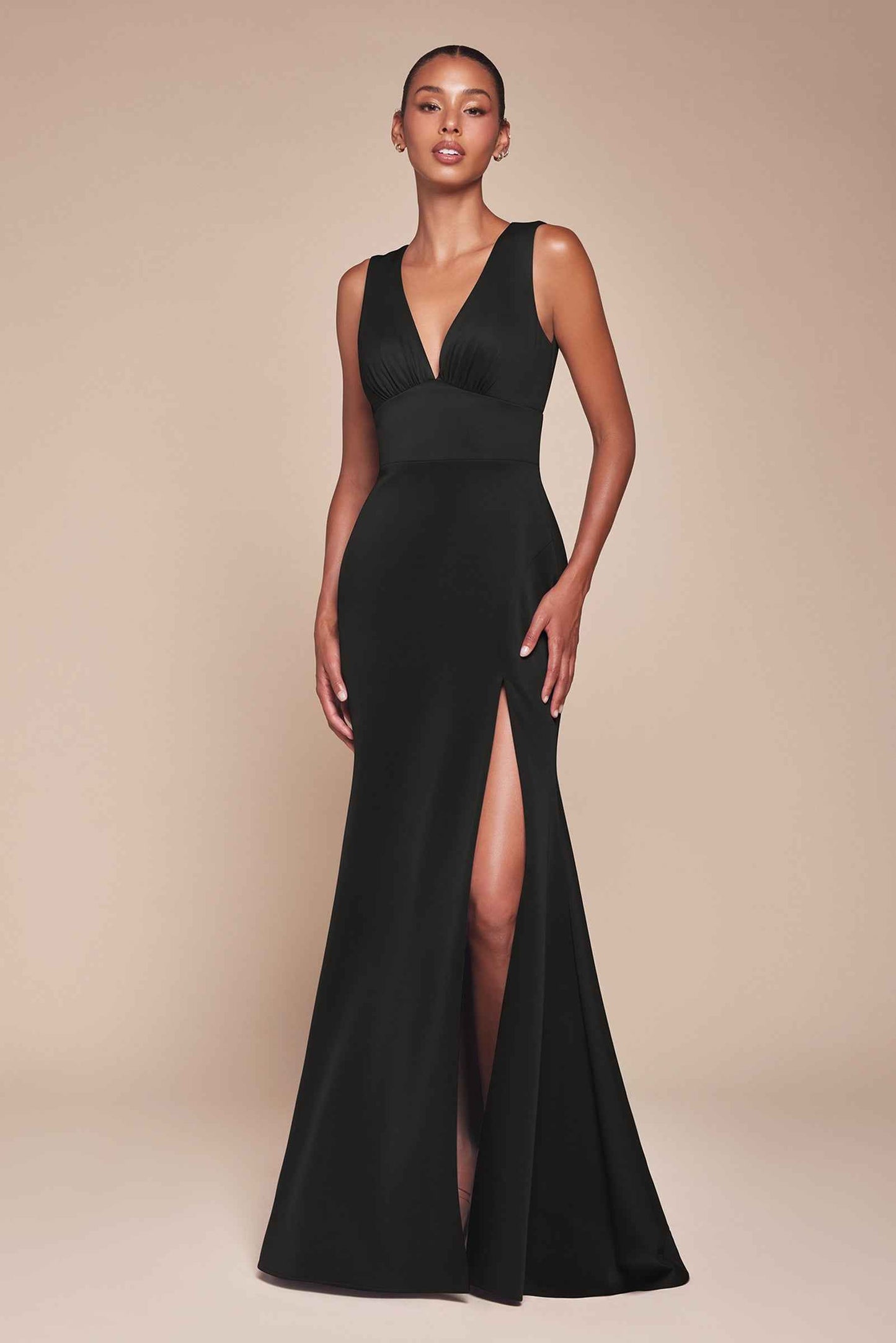 Ladivine CH395 Long Sleeveless V-Neckline Chiffon Dress