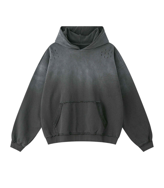 GREY DISTRESSED HOODIE