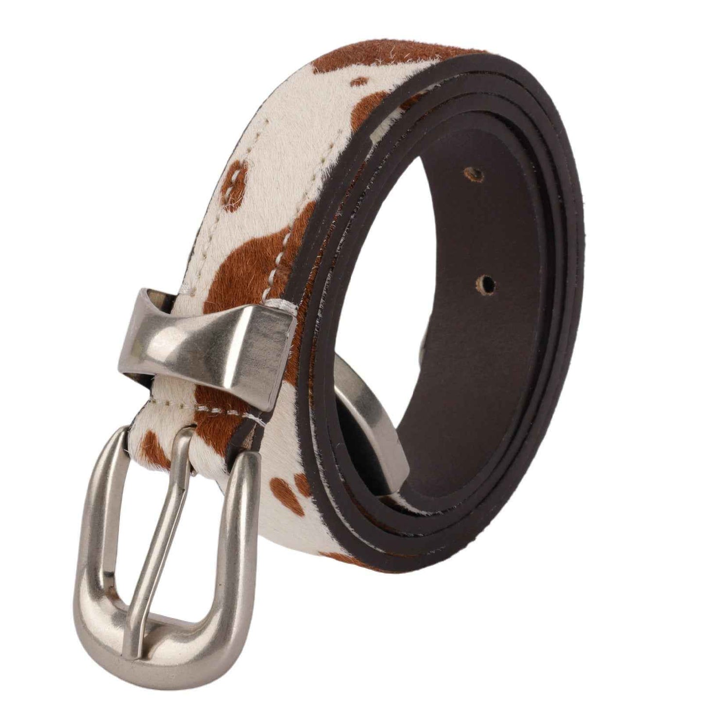 Cow Print Hair | PU Leather Belt
