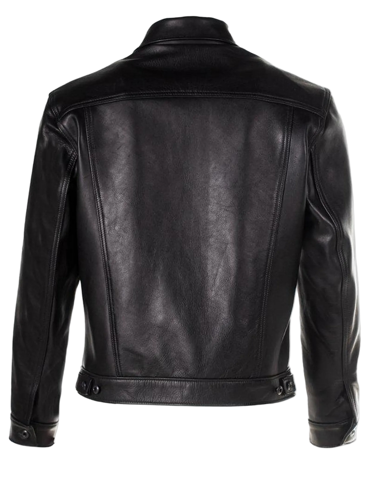 Men's Black Natural-Finish Cowhide Trucker Jacket