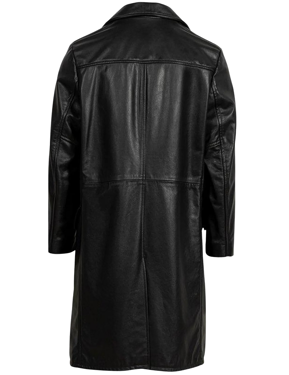 Men's Black Lightweight Cowhide Leather Trench Coat