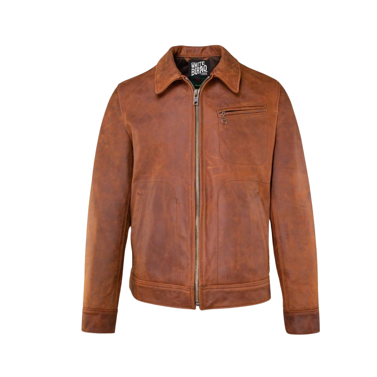 Men's Distressed Brown Unlined Cowhide Trucker Jacket