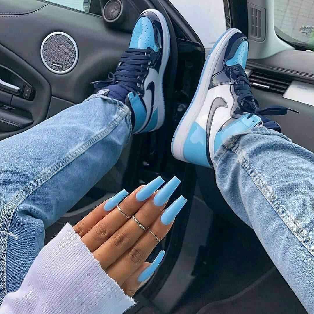 Custom Air Jordan 1 Blue Chill Sneakers SneakerNational