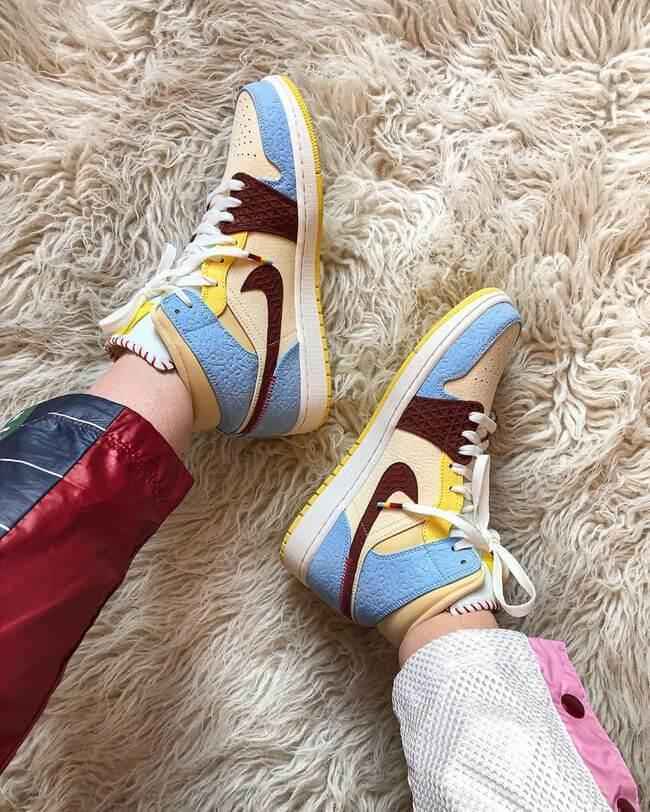 Custom Air Jordan 1 Blue Yellow Sneakers - Chateau Blue Edition SneakerNational