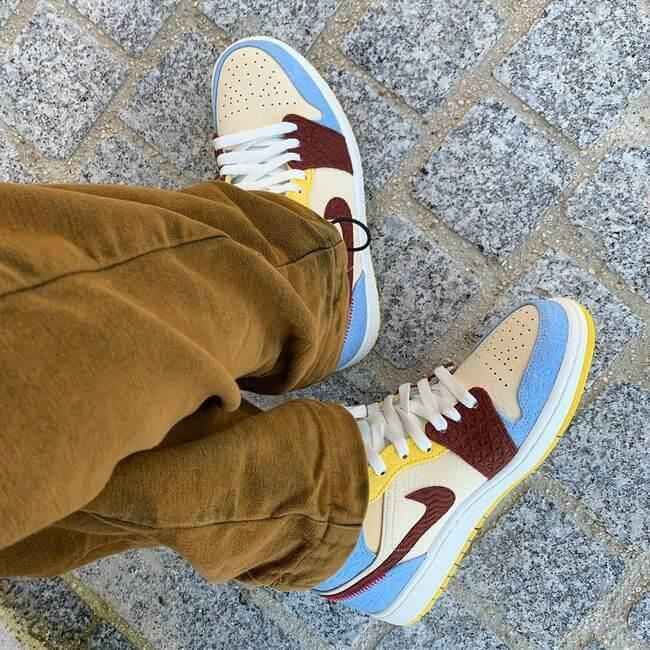 Custom Air Jordan 1 Blue Yellow Sneakers - Chateau Blue Edition SneakerNational