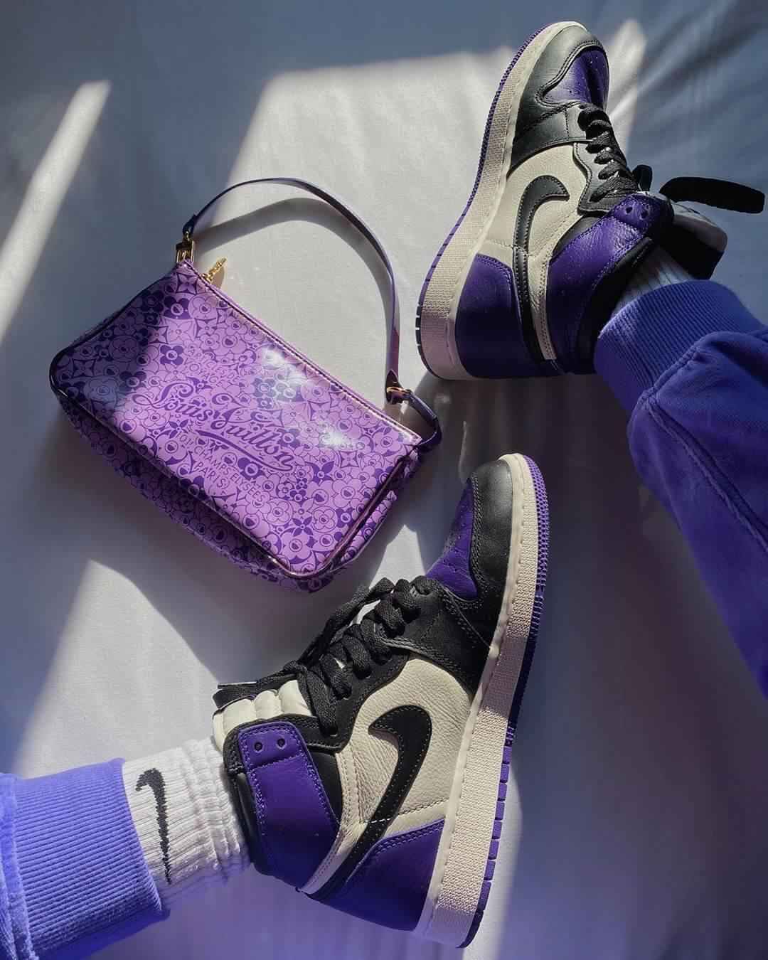 Custom Air Jordan 1 Court Purple Sneakers SneakerNational