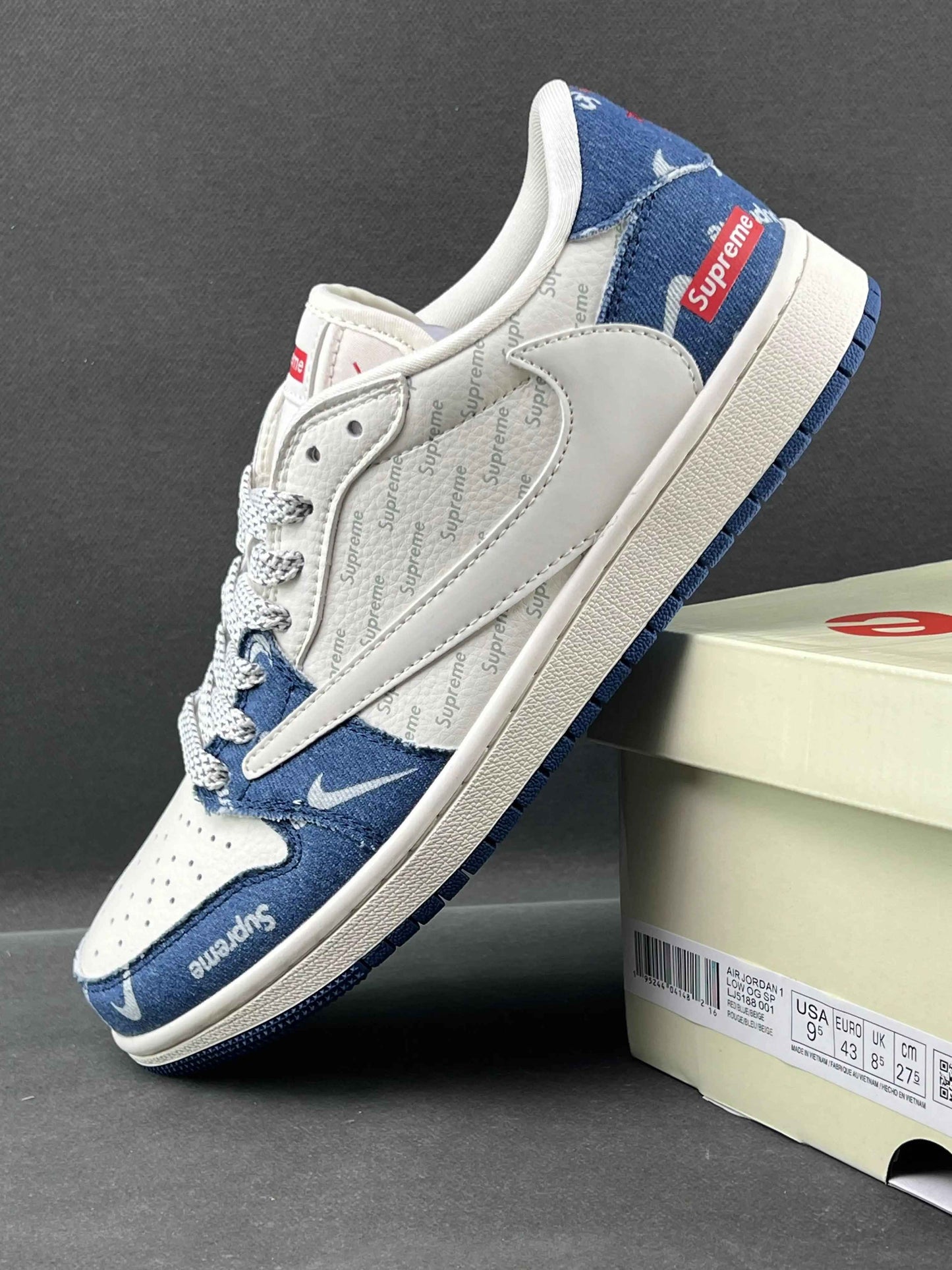 Custom Air Jordan 1 Low x Travis Scott x Supreme LJ5188-001 SneakerNational