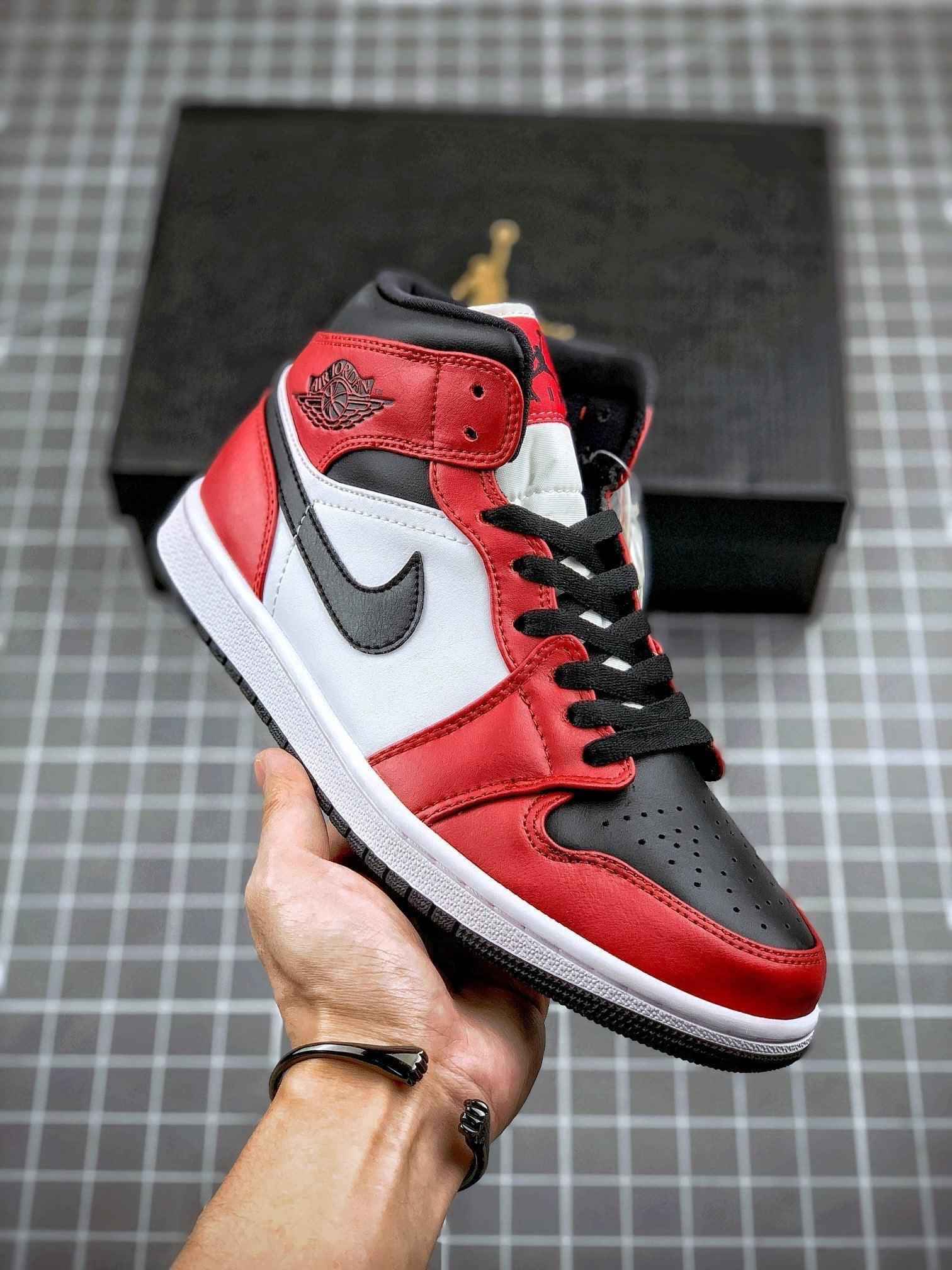 Custom Air Jordan 1 Mid Gym Red Sneakers - Stylish Athletic Footwear in Custom Air Jordan Mid Gym Red SneakerNational