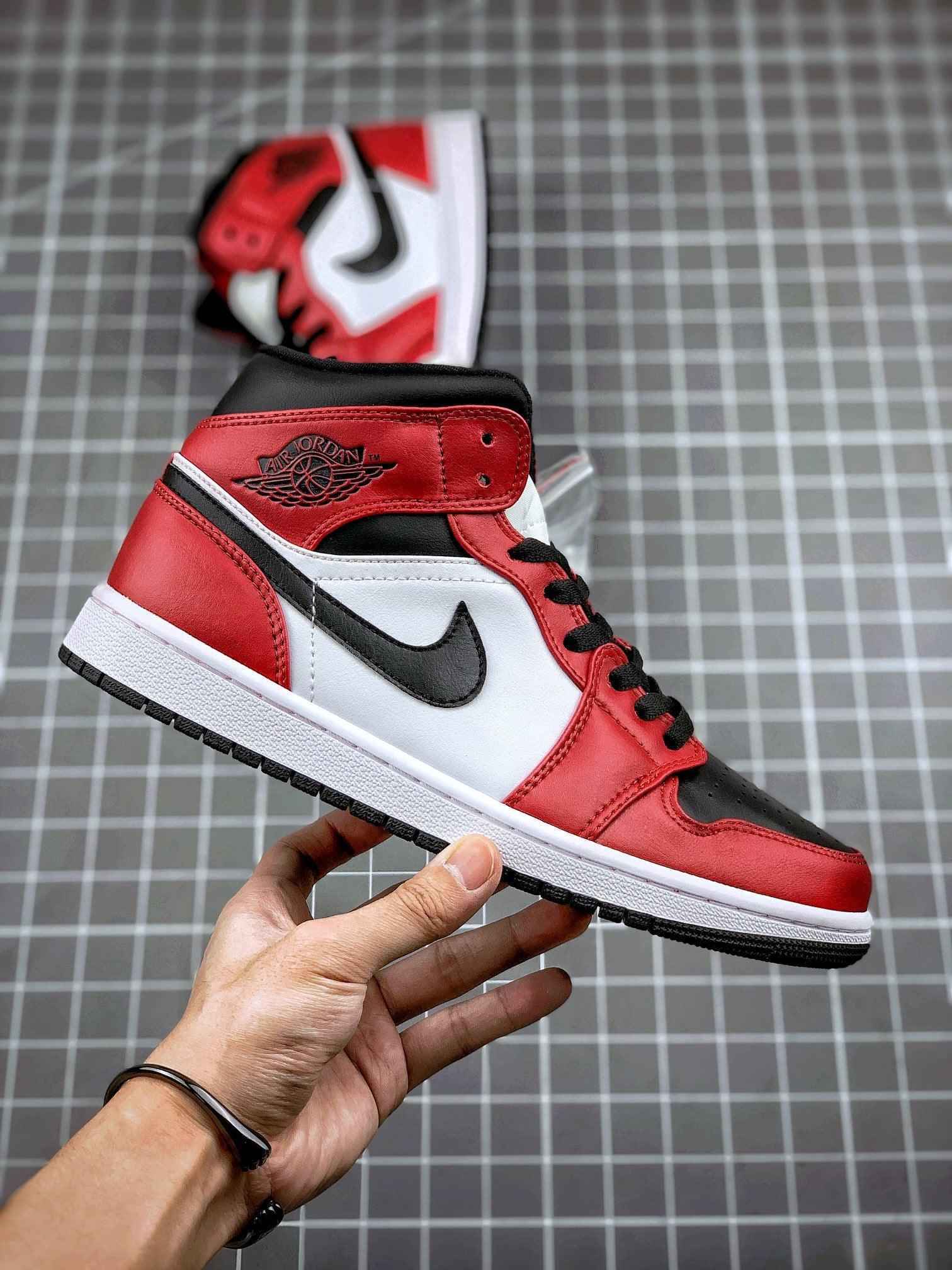 Custom Air Jordan 1 Mid Gym Red Sneakers - Stylish Athletic Footwear in Custom Air Jordan Mid Gym Red SneakerNational