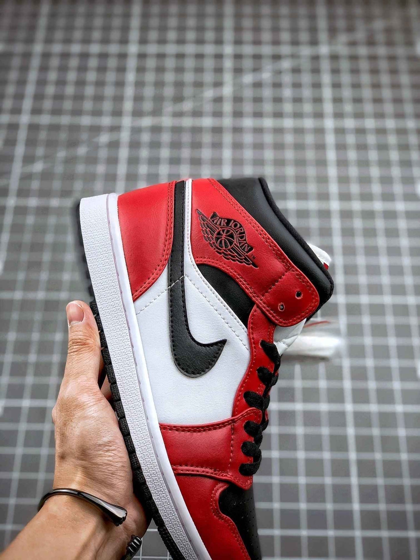 Custom Air Jordan 1 Mid Gym Red Sneakers - Stylish Athletic Footwear in Custom Air Jordan Mid Gym Red SneakerNational