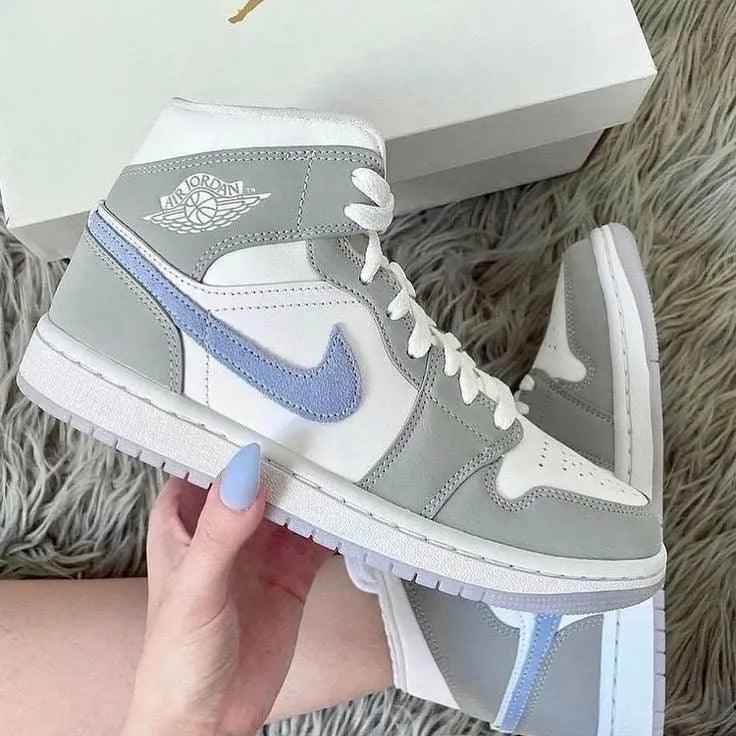Custom Air Jordan 1 Mid Wolf Grey High Q SneakerNational