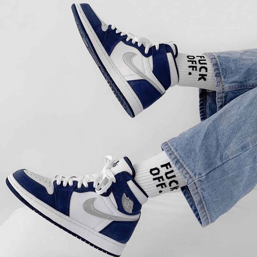 Custom Air Jordan 1 Midnight Navy Sneakers SneakerNational