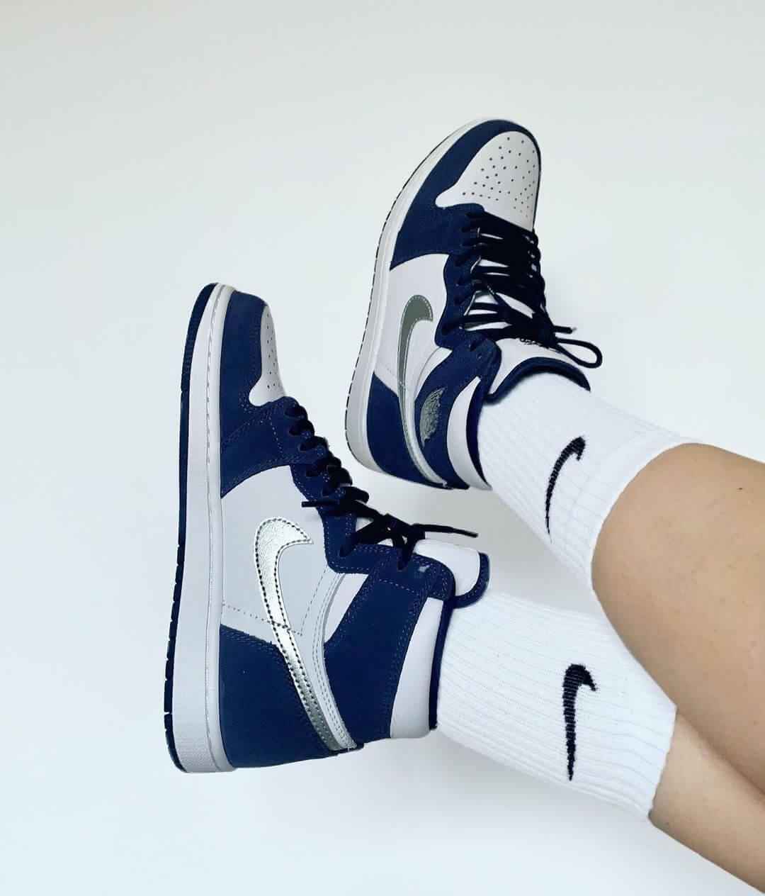 Custom Air Jordan 1 Midnight Navy Sneakers SneakerNational