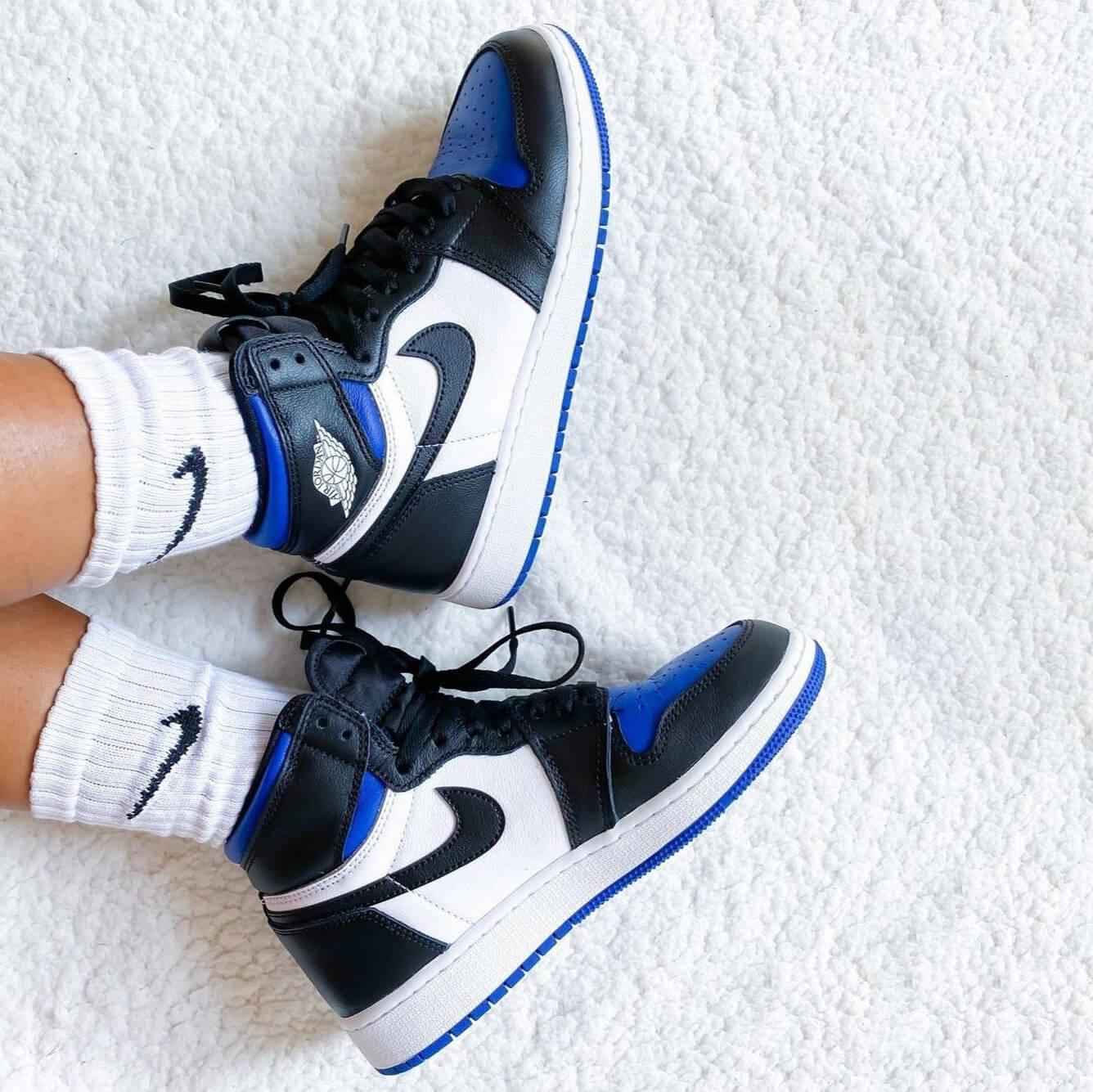 Custom Air Jordan 1 Royal Blue Toe Sneakers SneakerNational