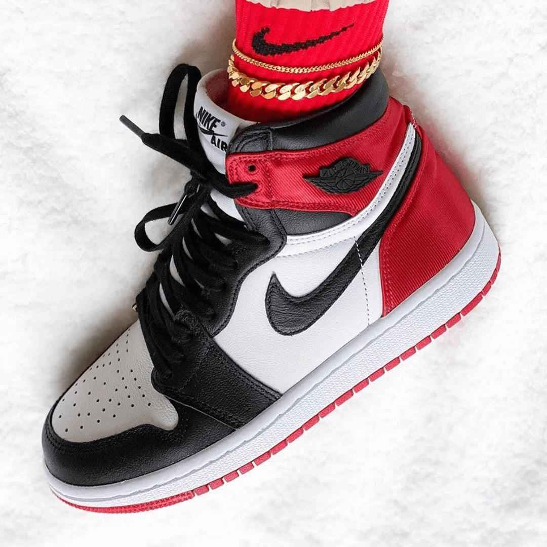 Custom Air Jordan 1 Satin Black Toe Sneakers SneakerNational